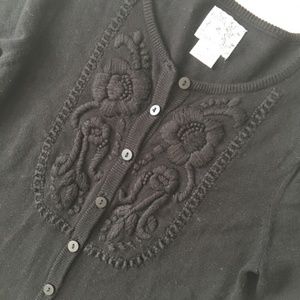 Tabitha Embroidered Cardigan Black Anthropology